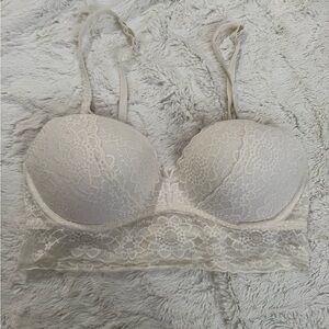 Pink Victoria Secret Elegant Lace Underwire Bralette - Cream